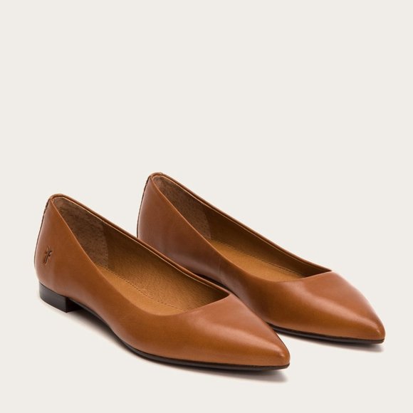 Frye Sienna Cognac Leather Ballet Pointed Flats - Picture 3 of 16